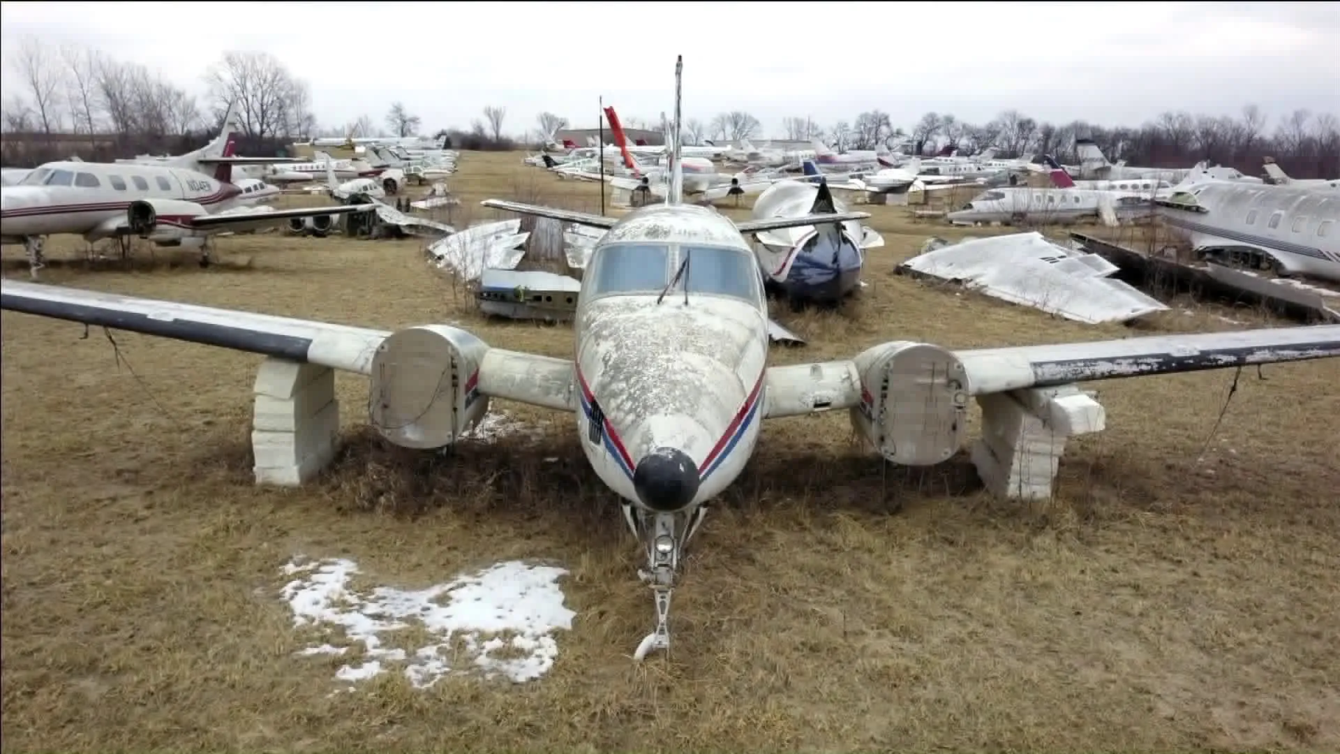 Aircraft boneyard scene