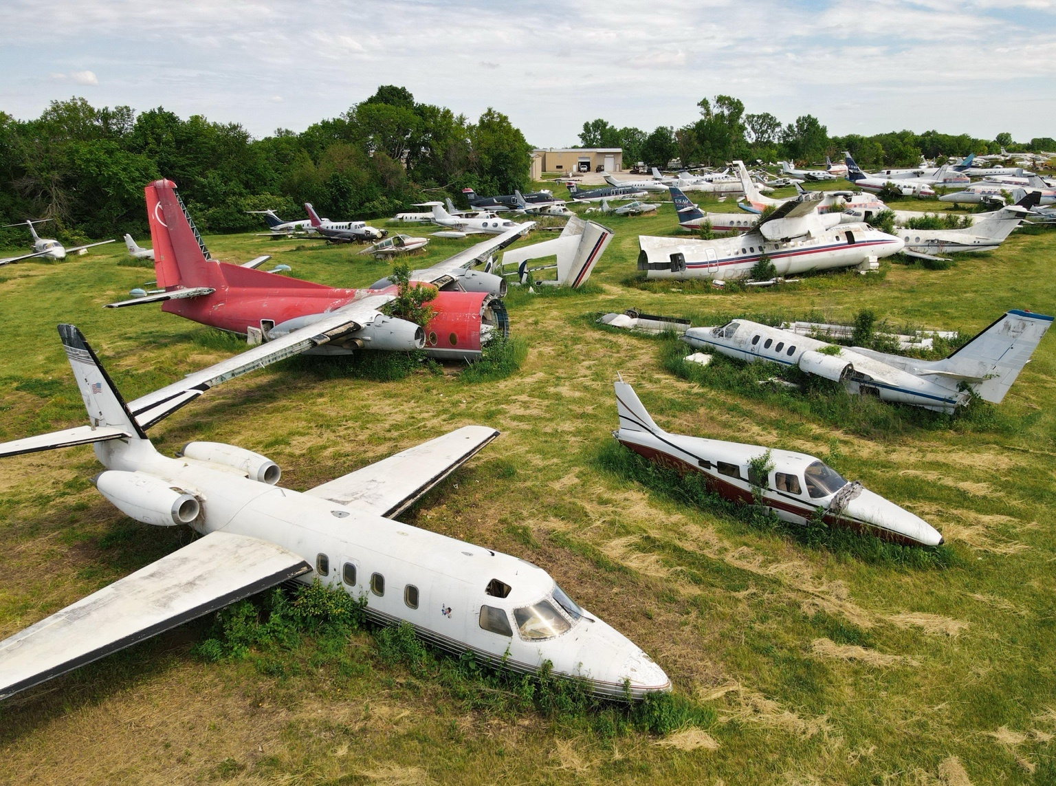 Private aircraft in a boneyard